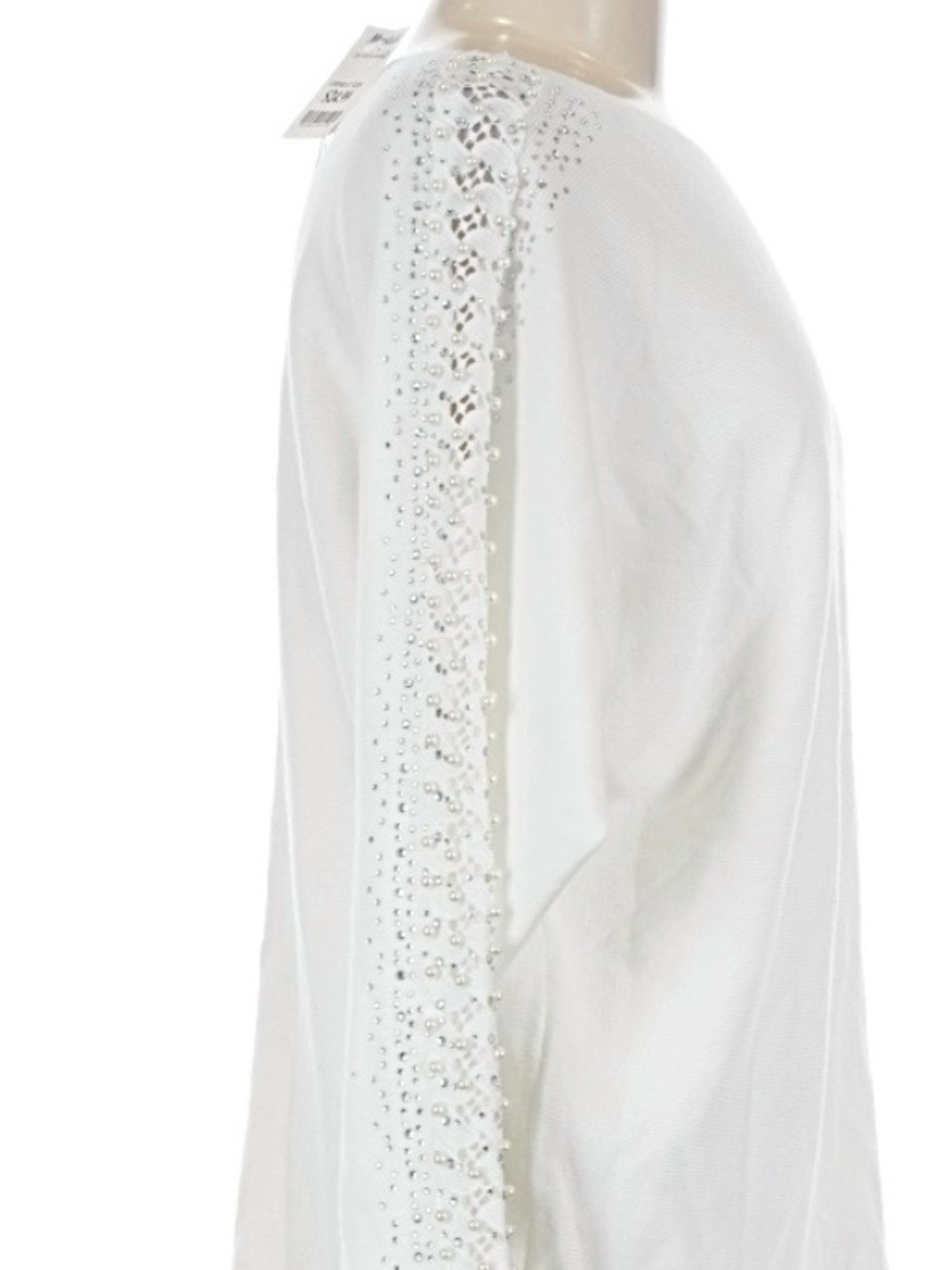 Milano White Ivory Eggshell Pearl-Embellished Sweater NWT Size M - Picture 3 of 5